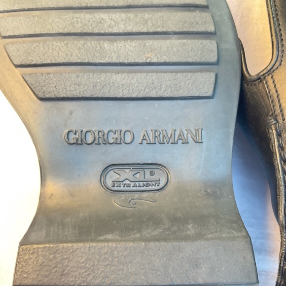 Giorgio Armani Mens Shoes black leather slip on size 39 1/2 loafers - Picture 6 of 8